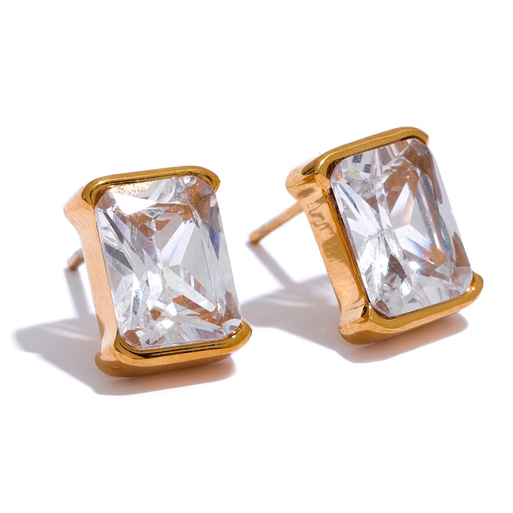 

Yhpup Delicate AAA Cubic Zirconia Stainless Steel Square Stud Earrings 18K PVD Plated Trendy Daily Jewelry for Women Gala Gift