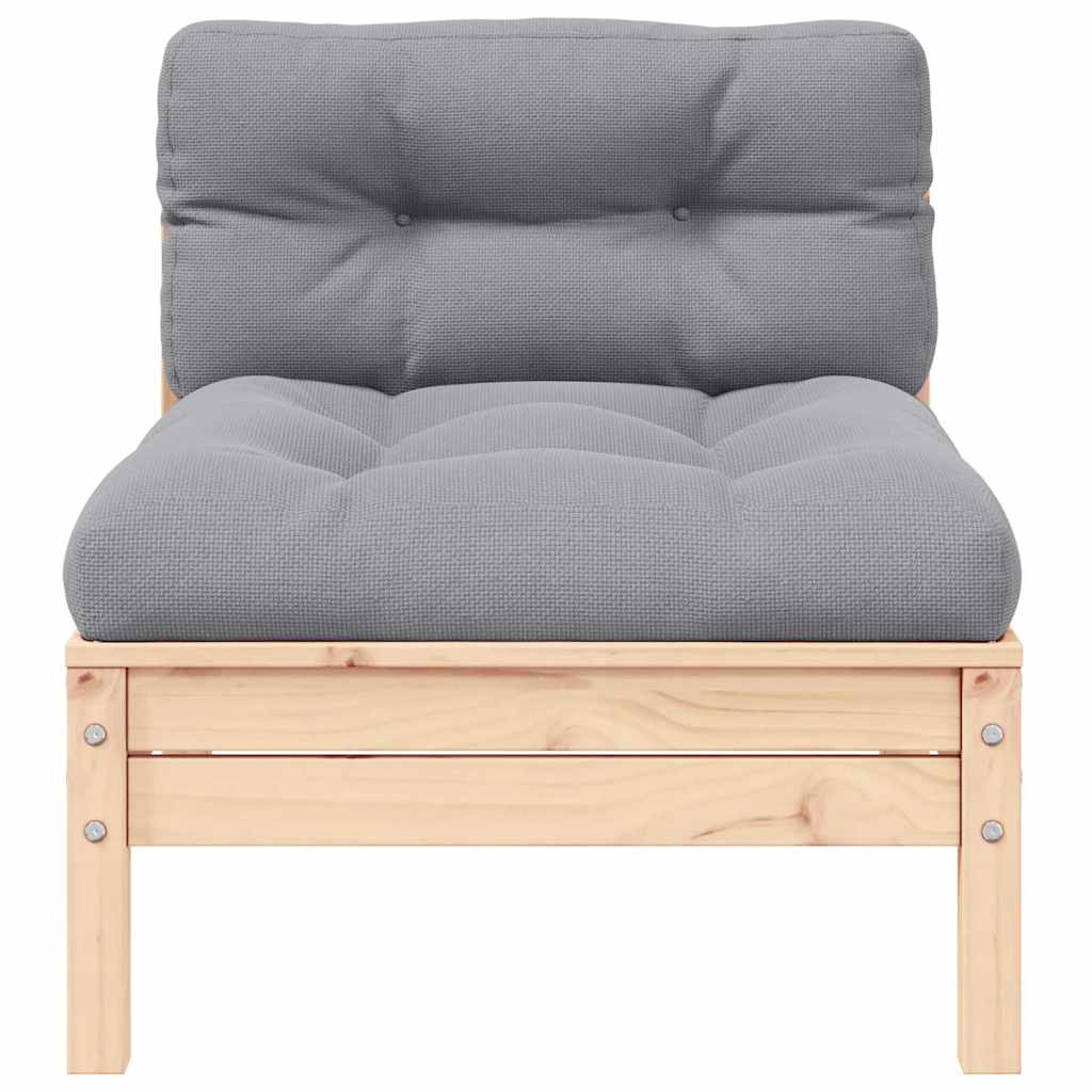 vidaXL 2-Sitzer-Gartensofa mit Grauen Kissen Massivholz Kiefer