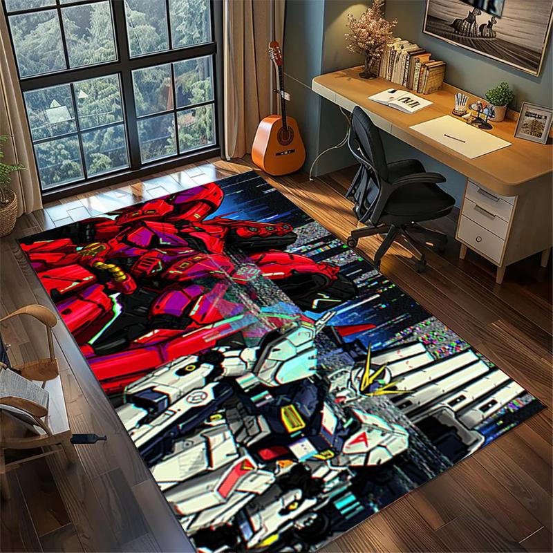 Gundam Gamer Bedroom Mat Large Area Non Slip Washable Rug Home Floor Decor