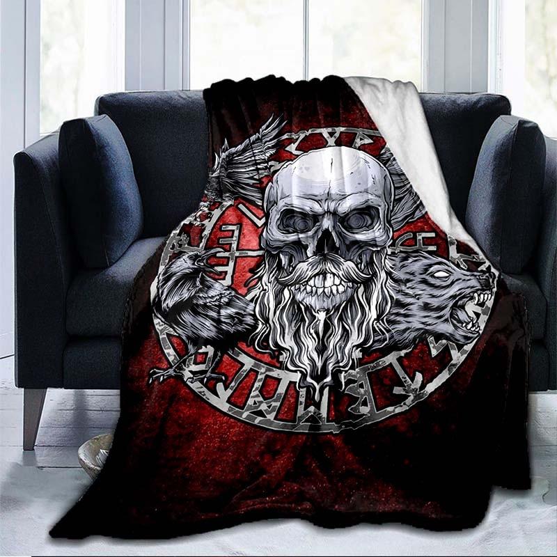 The Vikings Ancient Scandinavian Norse Runes Topoare 3D Pătură moale Pătură ușoară de flanel
