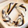 Premium magnetic buckle pearl silk scarf necklace retro flower small scarf Internet celebrities free small scarf