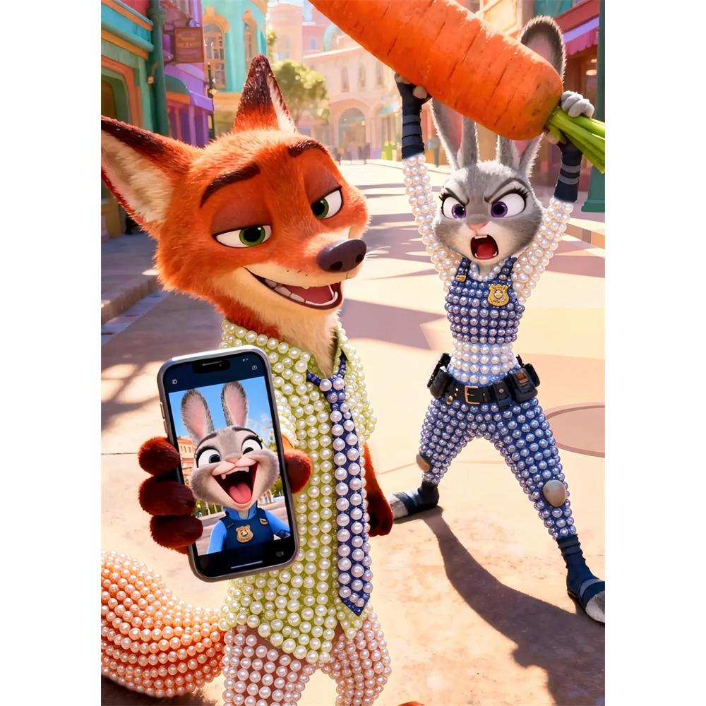 

Disney Pearl Painting DIY Zootopia Contrast Cuteness and Love and Killing Pearl Art Painting Pearl Gem Painting, Home Wall Decoration Crafts 30x40