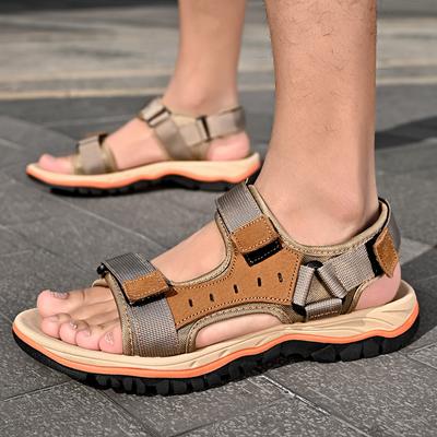 Fashion Summer Men's Sandals Outdoor Roman Sandals Beach Anti Slip Casual Leather Lightweight Open Toe Boys' Sports Sandals Big Size 47