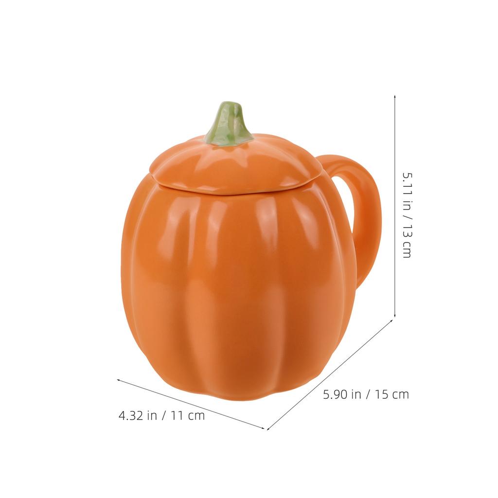 Ceramic Pumpkin Cup 400Ml Spill Proof Lid Coffee Mug Decorative Water Cup for Home Office Coffee Mugs Milk Mug