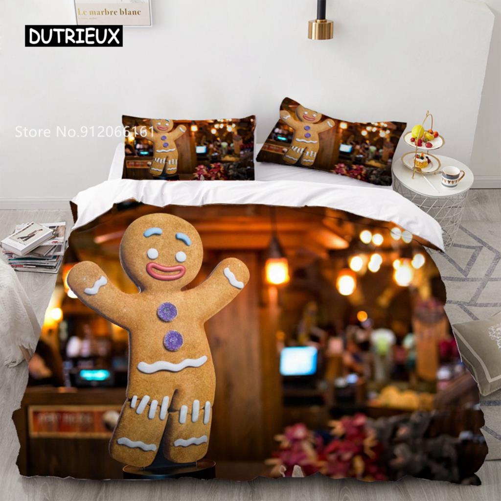 3D Printed Merry Christmas Bedding Set Queen/Twin/King Size  Christmas Decoration Home Bedclothes with Bedding Pillow