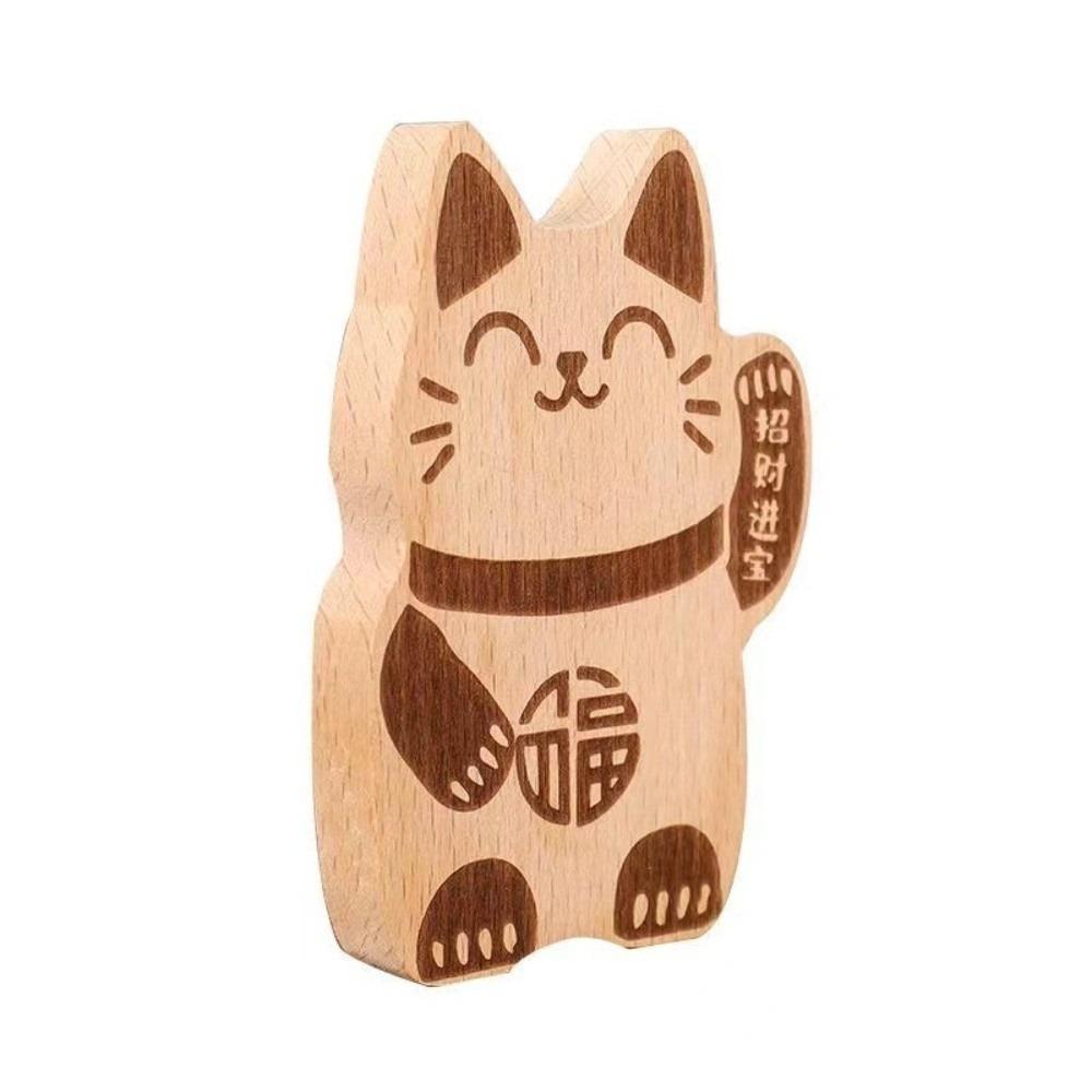 

Creative Wooden Fortune Cat Bottle Opener Lucky Maneki-neko Kitty Fridge Magnet Brown Cute Magnetic Cap Remover Kitchen