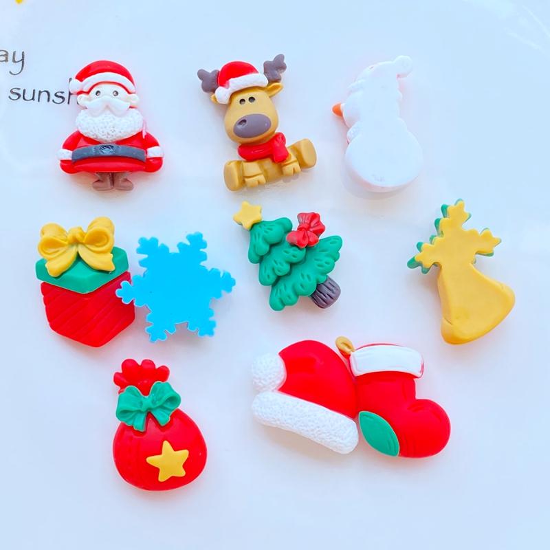10 Stück Neue Niedliche Weihnachts-Serie Flache Rückseite Harz Cabochons Scrapbooking DIY Schmuck Handwerk Dekoration Zubehör