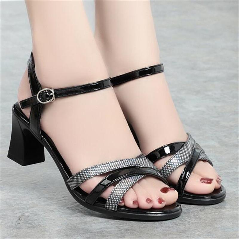 2024 New Women Sandals Waterproof Platform Word Buckle High Heels Summer New Fish Mouth Sexy Sandals Ladies Shoes Gold