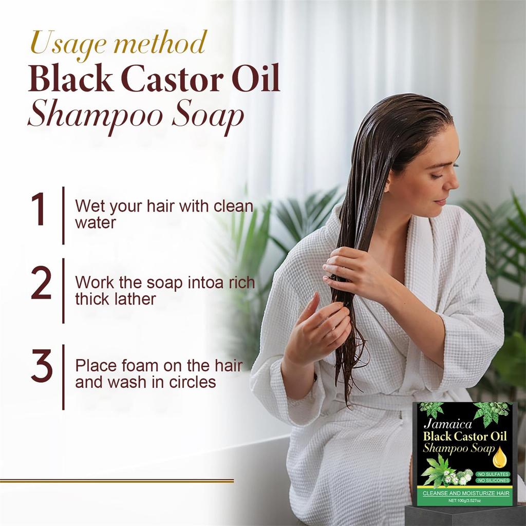 Black Castor Oil Shampoo Bar Cleanses And Moisturizes Dry, Weak Hair Strengthens Hair