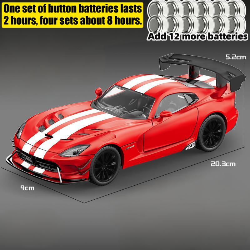 1:24 DODGE Viper ACR 2016 Super Sports Coupe Toy Car Die Cast Metel Cars Toy Pull Back Model Cars With Sound And Light For Child