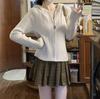Petite Women's Twisted Zipper Hooded Knit Cardigan for Autumn/Winter - Short Sweater Coat, Base Layer Top