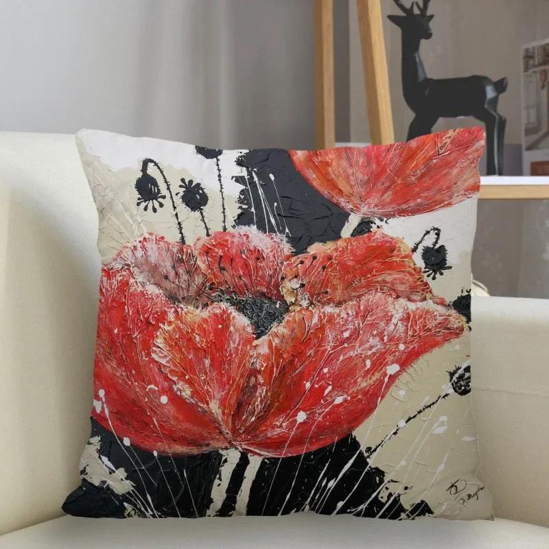 Bedroom Living Room Home Decor Cushion Cover Flower Pattern Pillowcase Square
