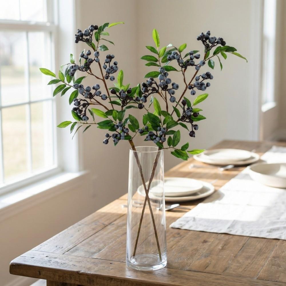 Green Leaves Artificial Blueberry Fruit Faux Good Luck Fruits Luxury Simulation Fruit Tree Plastic Realistic Fake Plants