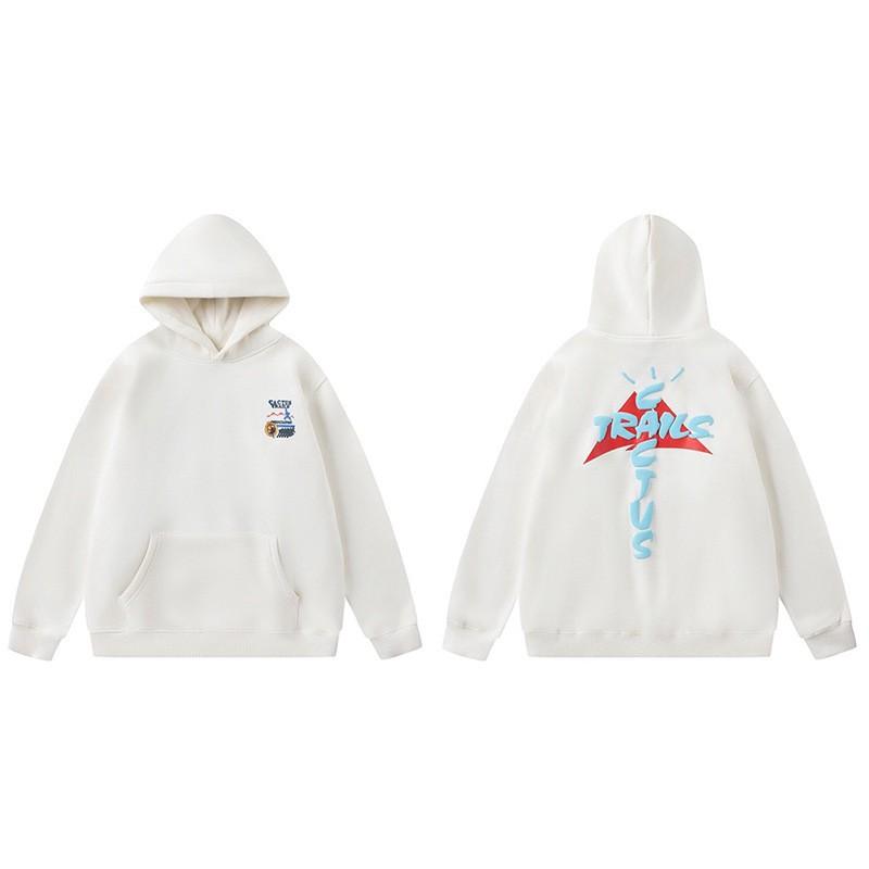 Mens Oversized Hooded Sweatshirt With Reversed Hook Print Loose Fit Cotton Pullover Fall Streetwear