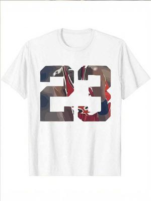 Nummer 23 Druck Unisex Klassisches Rundhals Baumwolle Kurzarm Grafik T-Shirt