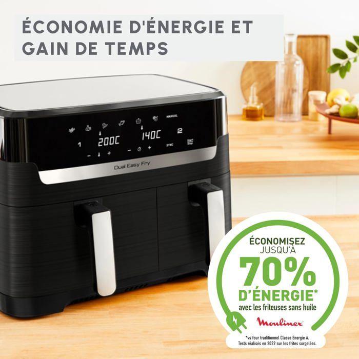 Friteuse à air chaud moulinex easy fry dual - capacité 8,3 l - 7 programmes automatiques - économie d'énergie