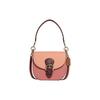 Kleo 23 Colorblock Saddle Buckle Flap Pebbled Cow Leather Underarm Shoulder Bag Medium Women's Pink with Orange and Dark Pink