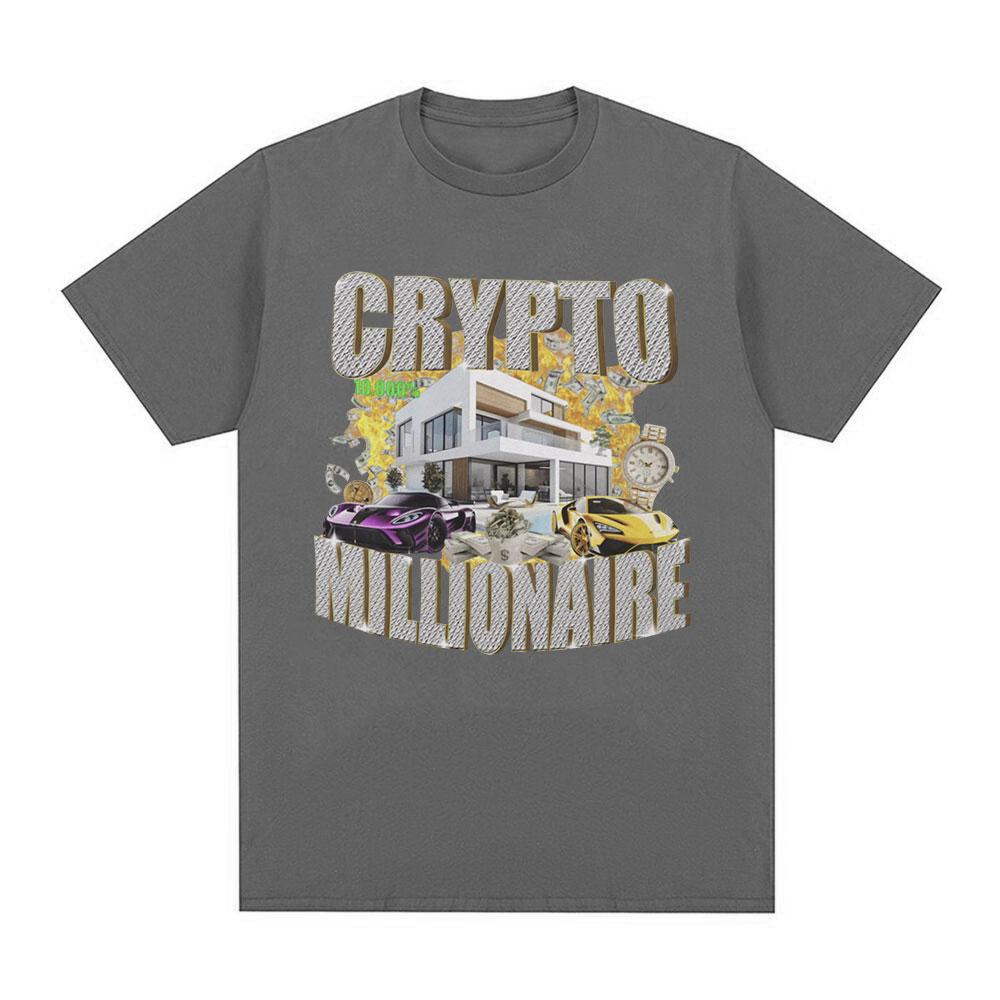 Crypto Millionaire Funny Meme T Shirts Men Women Clothing Casual Cotton Short Sleeve T-shirt Hip Hop Vintage Oversized T-shirts
