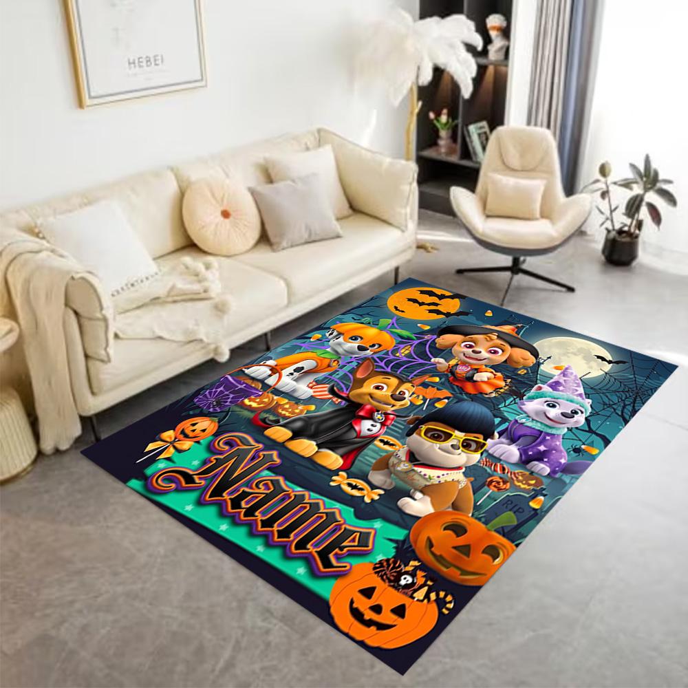 Halloween Bluebird Party Customize Text Floor Mat Design for Bedrooms Hallway Game Room Living Rooms Anti-slip Rug Office Home Decor