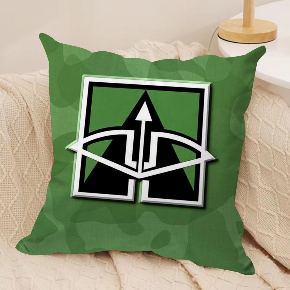 RRainbow Six SSiege Cushion Cover Silky Short Plush DoubleSided Printed Pillow Case for Sofa All Seasons Home Decor Gift
