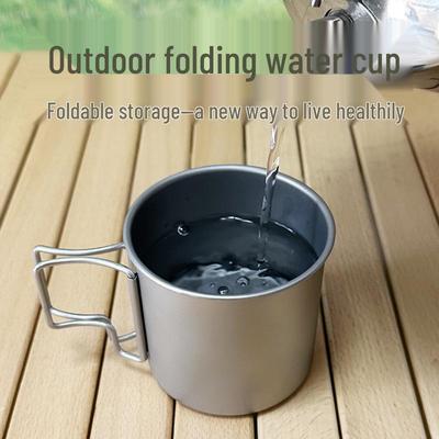 Portable Titanium Camping Mug: Collapsible Teacup & Coffee Cup for Boiling Water