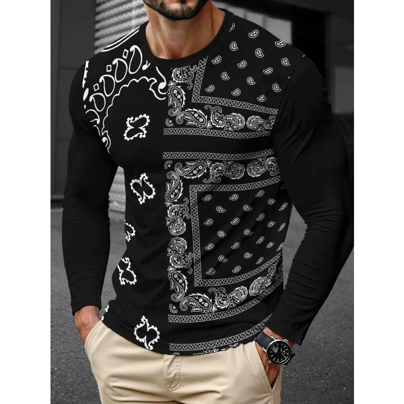 Men's Autumn 3D Printed Crew Neck Long Sleeve T-Shirt