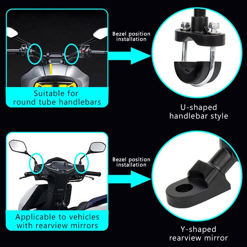 SEAMETAL Motorcycle Bike Phone Holder with Shock Absorber Bicycle Handlebar Rearview Mirror Mount for 4.7-7.1inch Phone Bracket