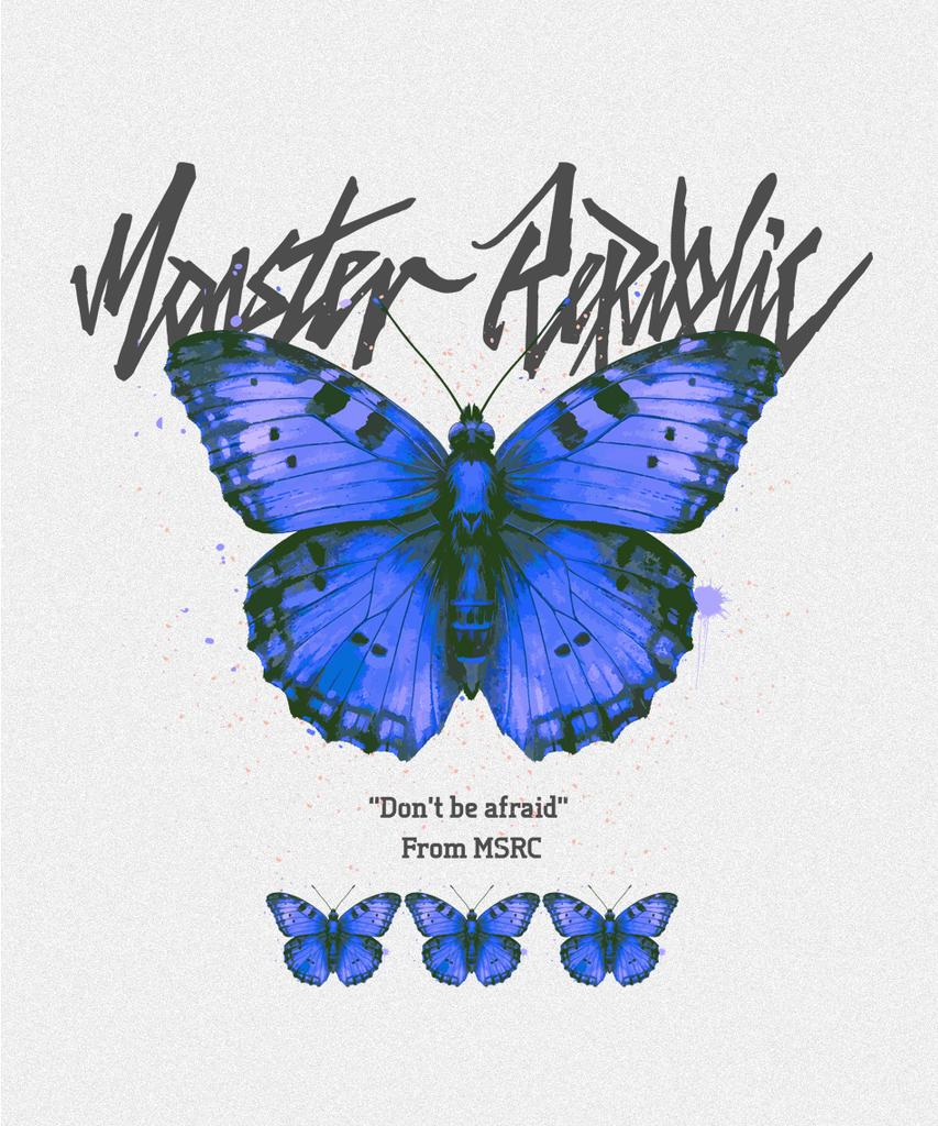 MONSTER REPUBLIC Butterfly Blue T-Shirt White