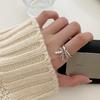 French Retro Court Style Tassel Pendant S925 Silver Zircon Open Ring for Women
