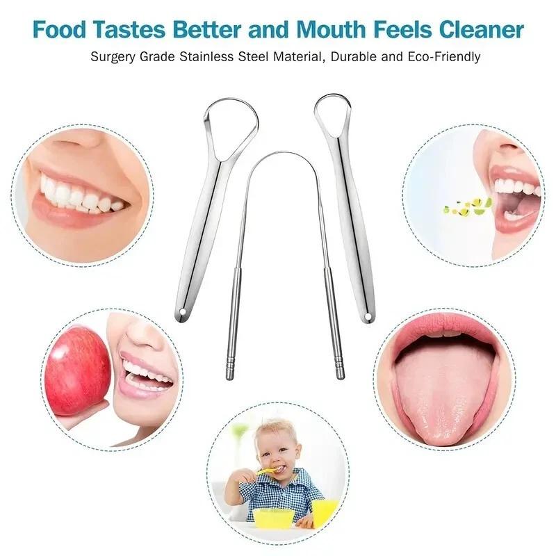 Reusable Stainless Steel Useful Tongue Scraper Cleaner Fresh Breath Cleaning Coated Tongue Oral Hygiene Care Tools