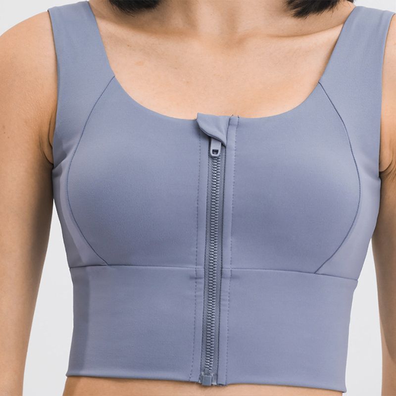 Original Quick-Drying Yoga Vest Women's Chest Pad Outwear Front Zipper Sports Intimates High Strength Running Workout Bra