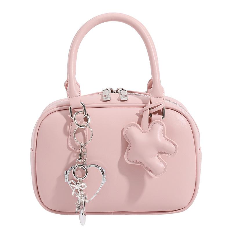 Japanese Design Bowling Bag for Women Cute Autumn and Winter New Retro Handbag Bag One Shoulder Crossbody Boston Bag