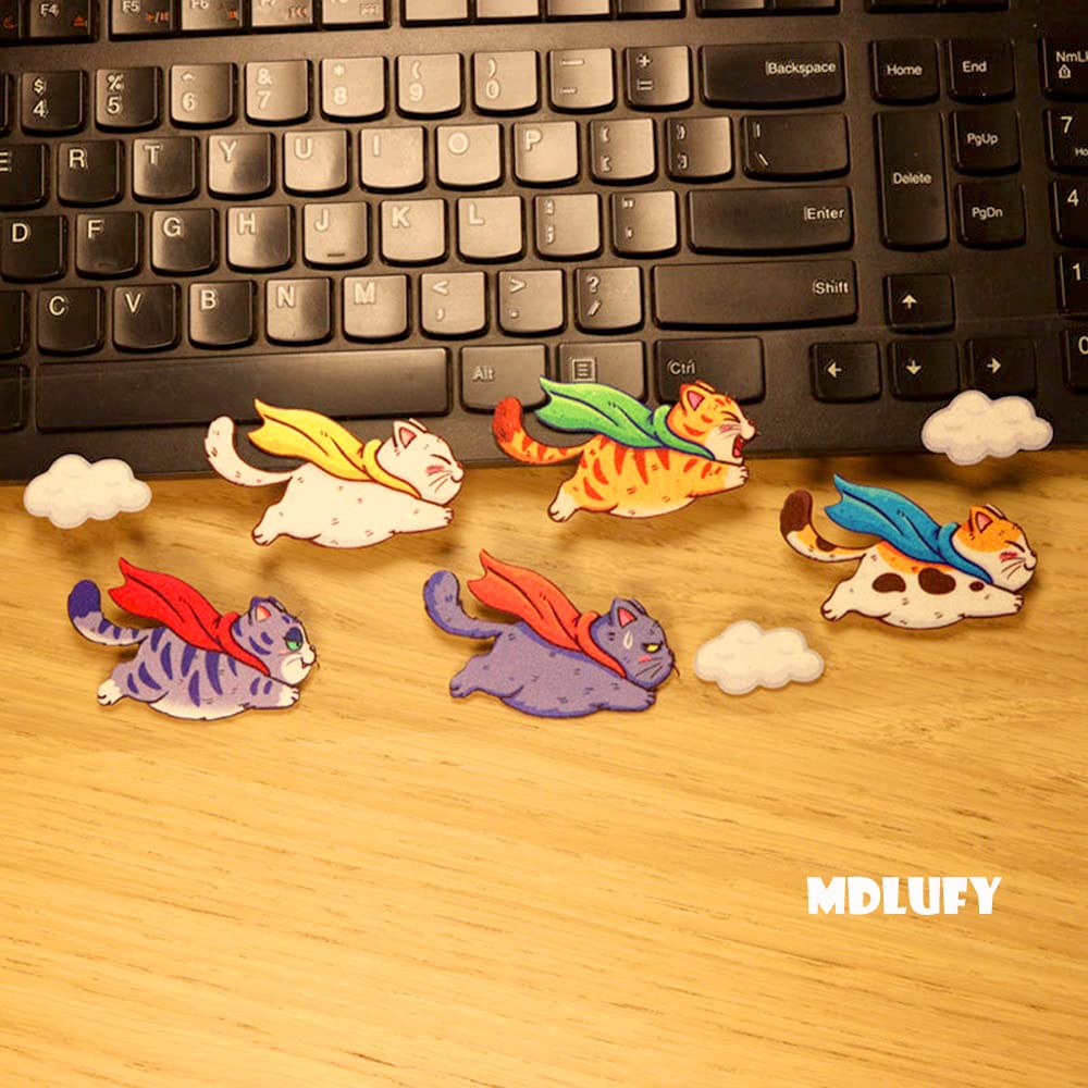 MDLUFY Car Sticker, Cat Superman Illustration, Waterproof, Funny Sticker, For Cars & Motorcycles, Hiding