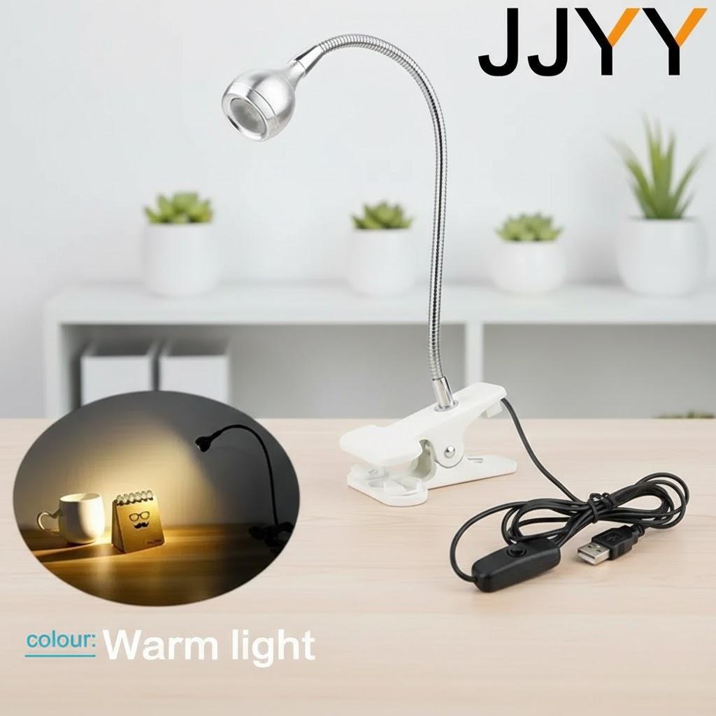 Flexible USB LED Desk Lamp 3W Adjustable Clip Light for Reading Home Office Gift Creative Task Lighting