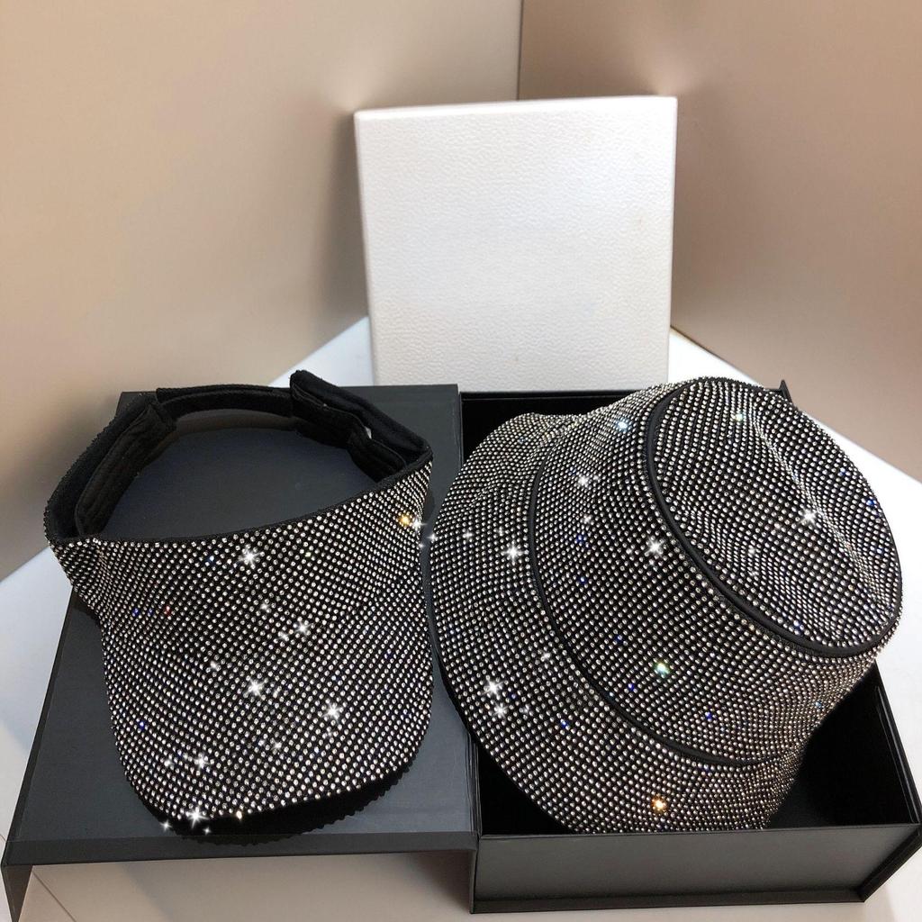 Super Shiny Bilibili Full Drill Custom Fisherman Hat Empty Top Hat Light Luxury Ladies Hat Summer Fashion Sun Hat