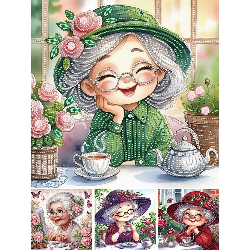 5D DIY Partial Special Shaped Drill Diamond Painting Granny Home Decoration