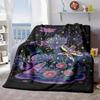 2026 New Arrivals 1pc Vibrant Starry Night Floral And Bird Design Flannel Blanket Soft, Cozy, And Durable for All Seasons, Perfect for Home Decor Birt