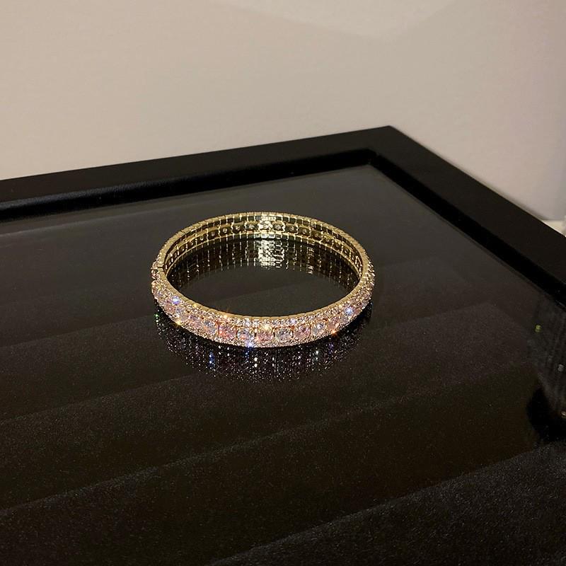 Trendy Inlaid Zirconia Open Bangle: Retro Korean Temperament Bracelet