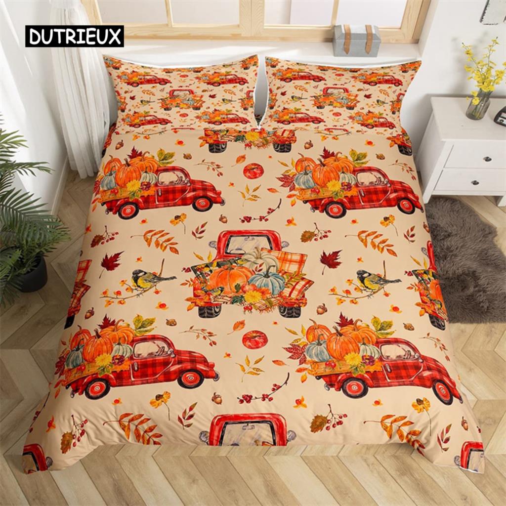 

Пододеяльник с изображением индейки и кленовых листьев King Thanksgiving Pumpkin Комплект постельного белья из микрофибры Farmhouse Autumn Harvest Theme Покрывало для одеяла EU single(135x200cm)