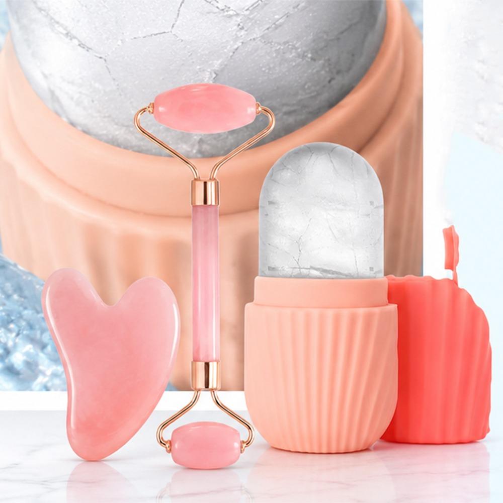 Facial Roller Gua Sha Set Stainless Steel Scraping Board Silicone Ice Face Roller Mold Skin Care Massage Face Skin Care Tools