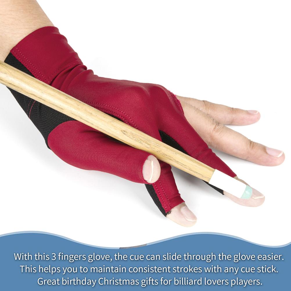 3 Open Fingers Billiard Gloves for Men Women Elastic Non Slip Wear Resistant Breathable Pool Cue