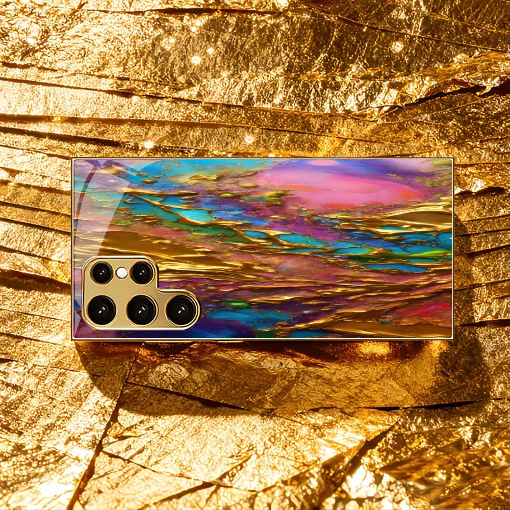 Texture Atmosphere Simplicity High-end Electroplating Glass PhoneCase for Samsung Galaxy S26 S25 S24 S23 S22 S21 FE,Ultra,Plus