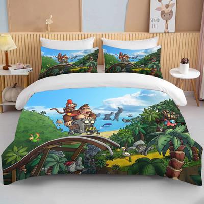 Affe Cartoon Donkey Kong Bettbezug Set King Queen Doppel Full Twin Einzelgröße Bettwäsche Set Kinder Bettbezug Set