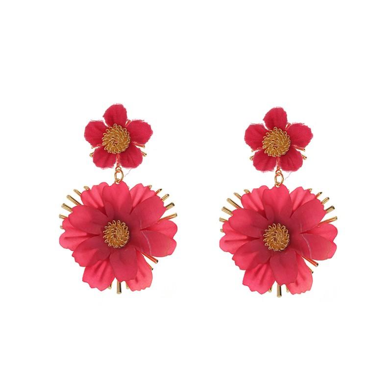 Dopamine Statement Earrings Women Bold Floral Design Ocean Vacation Style Electroplated Iron Multi-Color Options