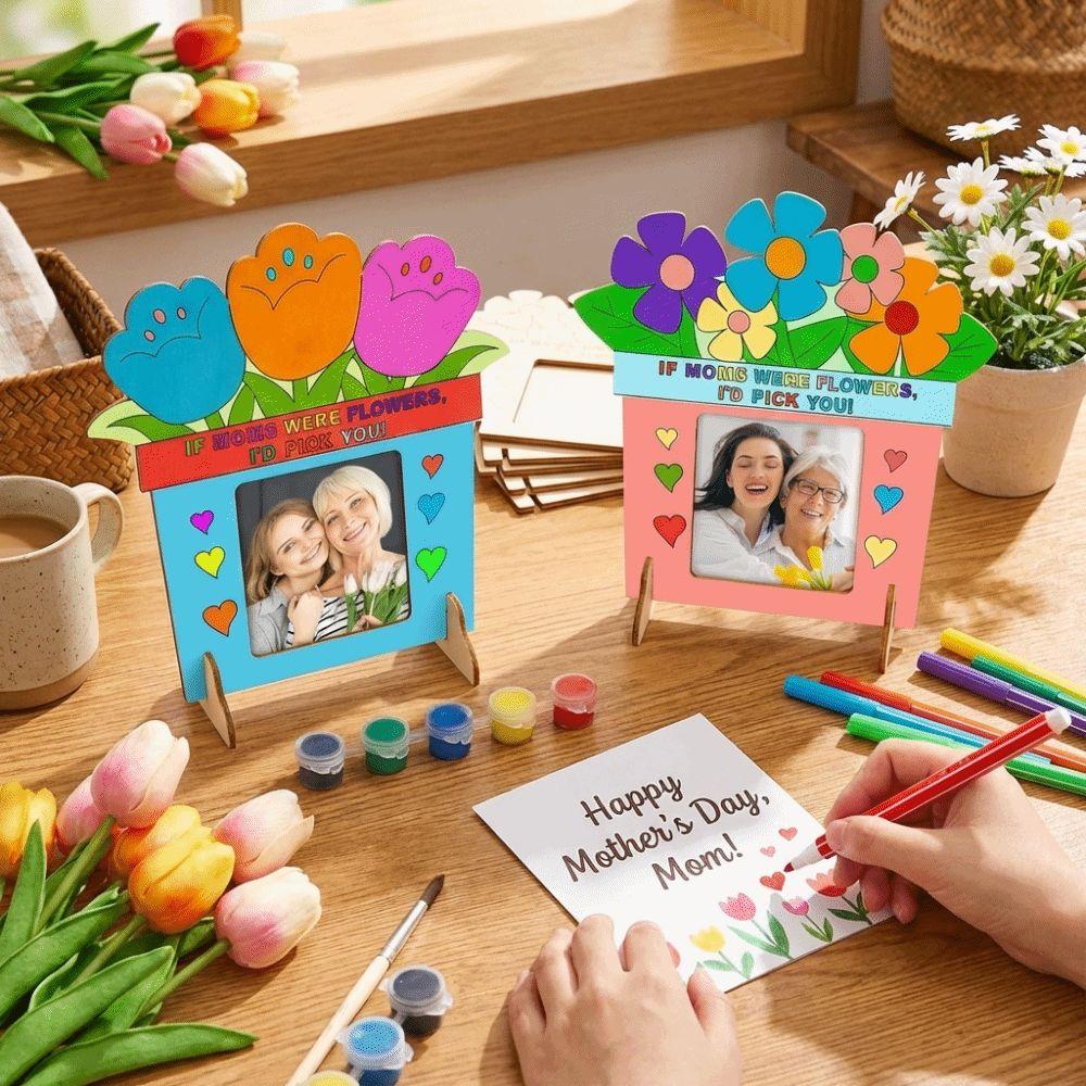 Flower DIY Photo Frame Unfinished Mother's Day Frame Photo Display Rack  Kindergarten Craft