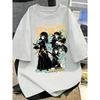 Summer Plus Size Demon Slayer Anime Printed Unisex Women Tshirt Casual Parent Child Top Fashion Harajuku Style Street Wear Y2K