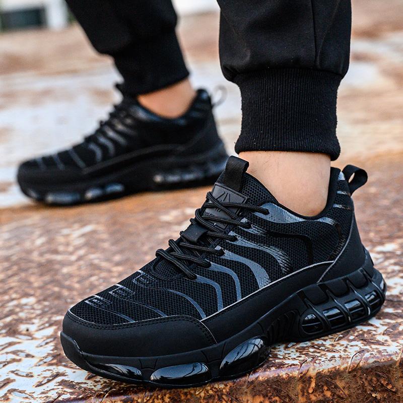 Fashion Air Cushion Safety Shoes Men Steel Toe Sneakers Woman Black Work Shoes Sneakers Security Protective Boots Indestructible Shoes