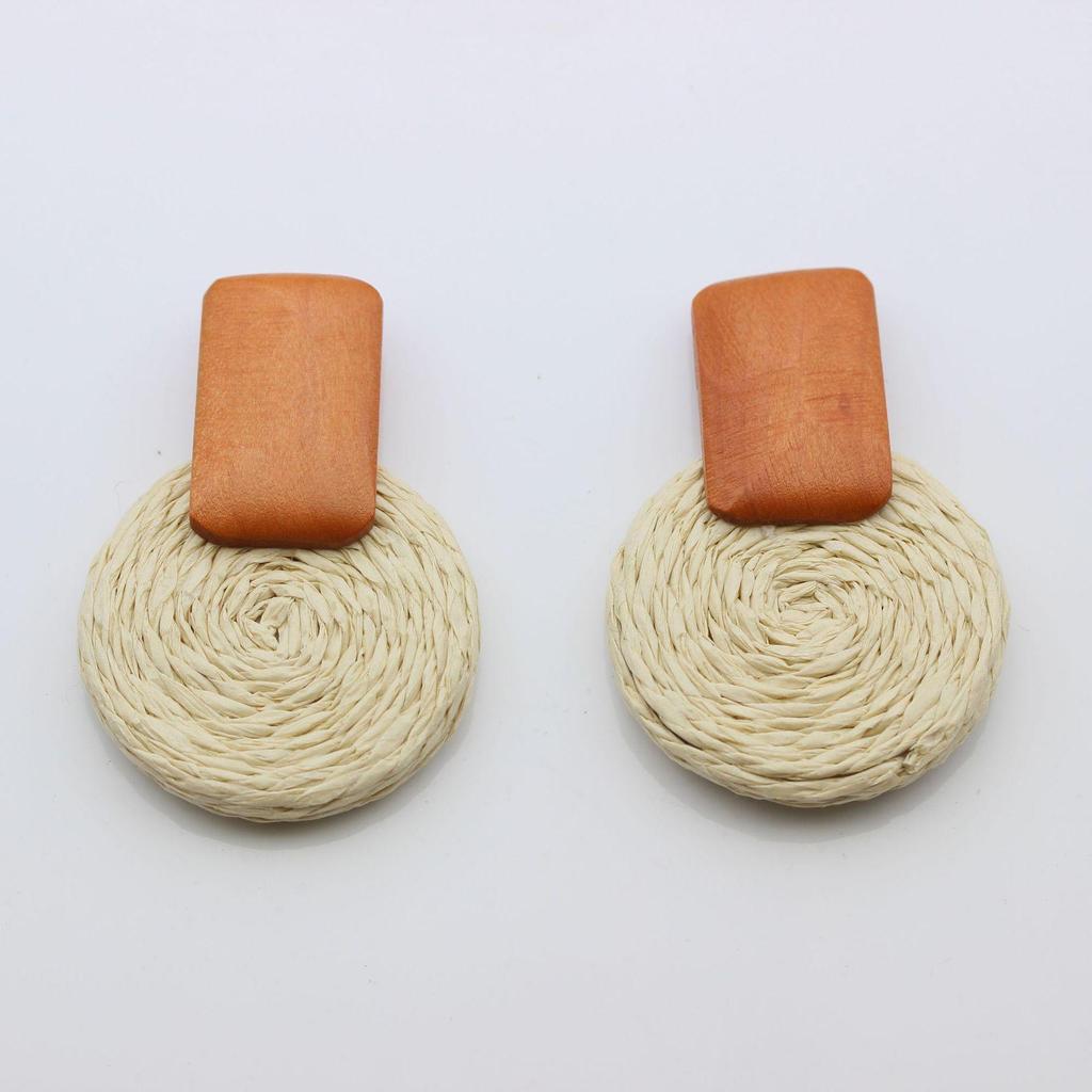 Böhmische Rattan-Web-Hängeohrringe: Raffia Strandaccessoires im europäischen und amerikanischen Stil für Sommerurlaube