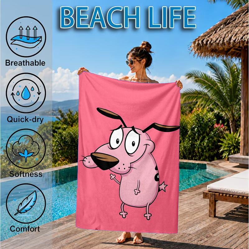 Pink Dog In The Garden Beach Towel, Microfiber Beach Towel, Perfect For Pool, Beach, Travel, Home Decor Beach Party Fan Gifts