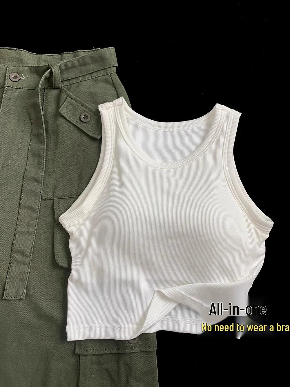 

Женская облегающая майка-слинг без рукавов с нагрудными вкладышами - Летняя майка с I-образной спиной для горячей девушки S белый